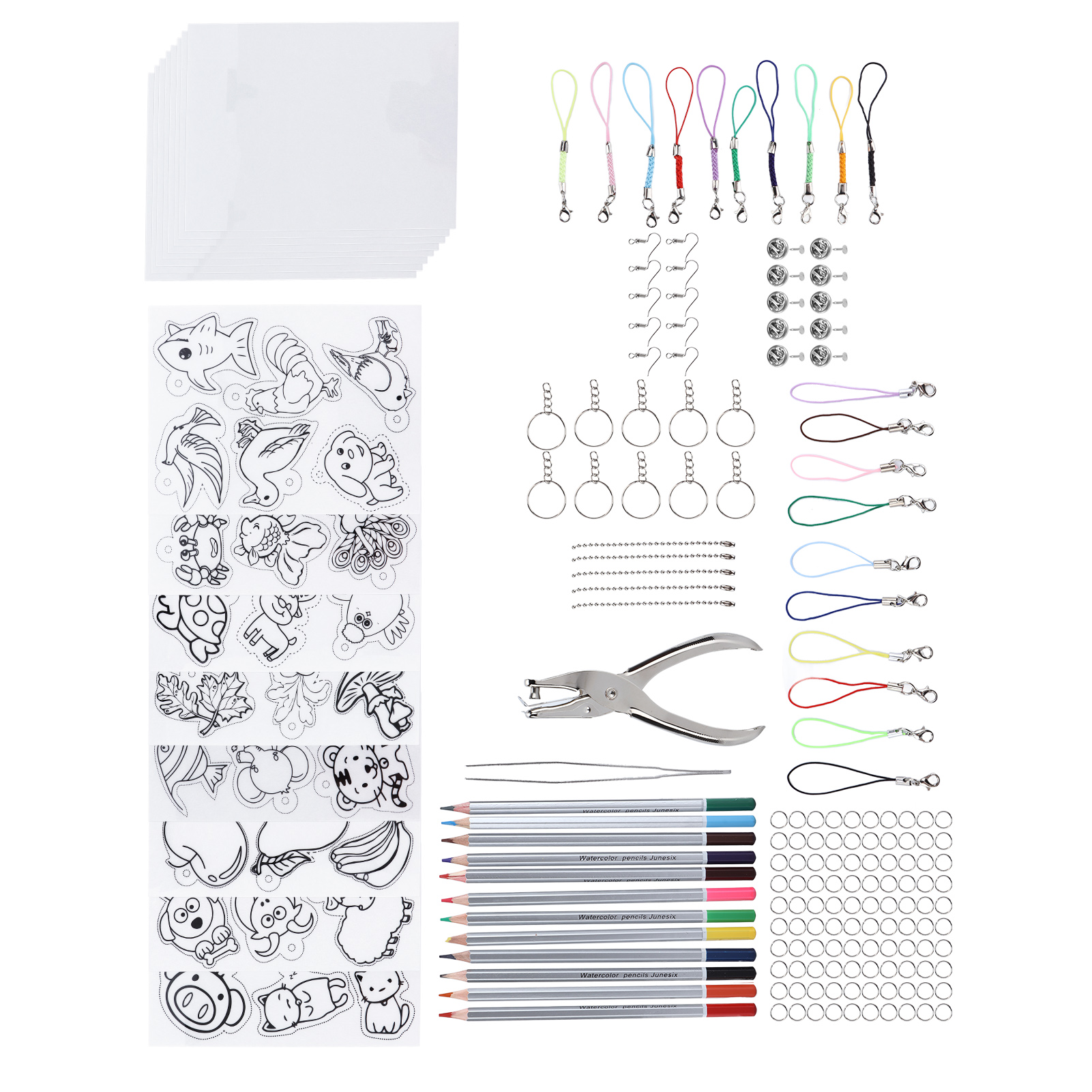 Brrnoo Shrinky Dink Paper,Shrink Plastic Sheet Kit,Heat Shrink Sheet Set  Complete Shrink Plastic Sheet Kit With Colored Pencils For Key Chains  Jewelry